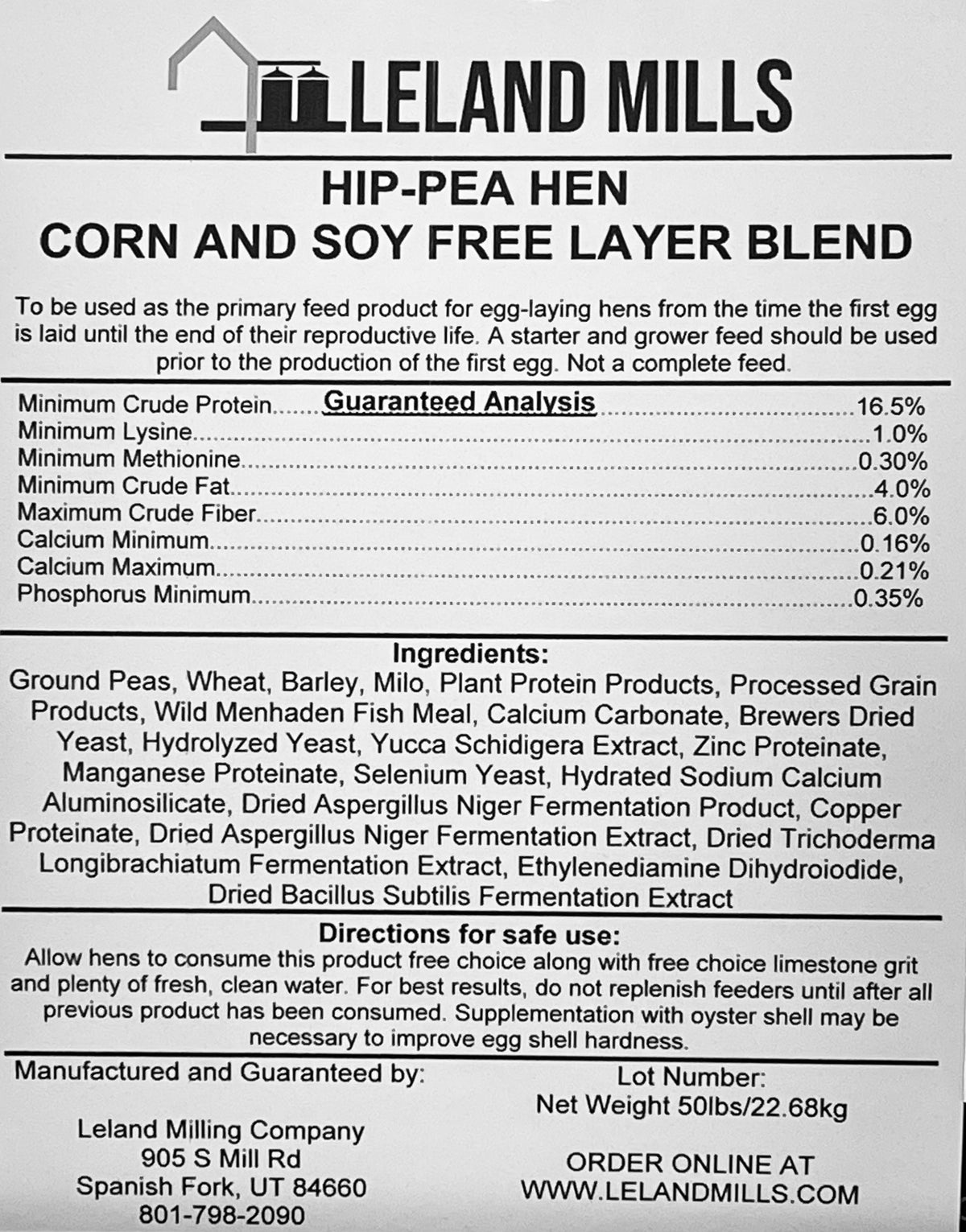 HIP-PEA HENS Corn and Soy Free Layer Blend